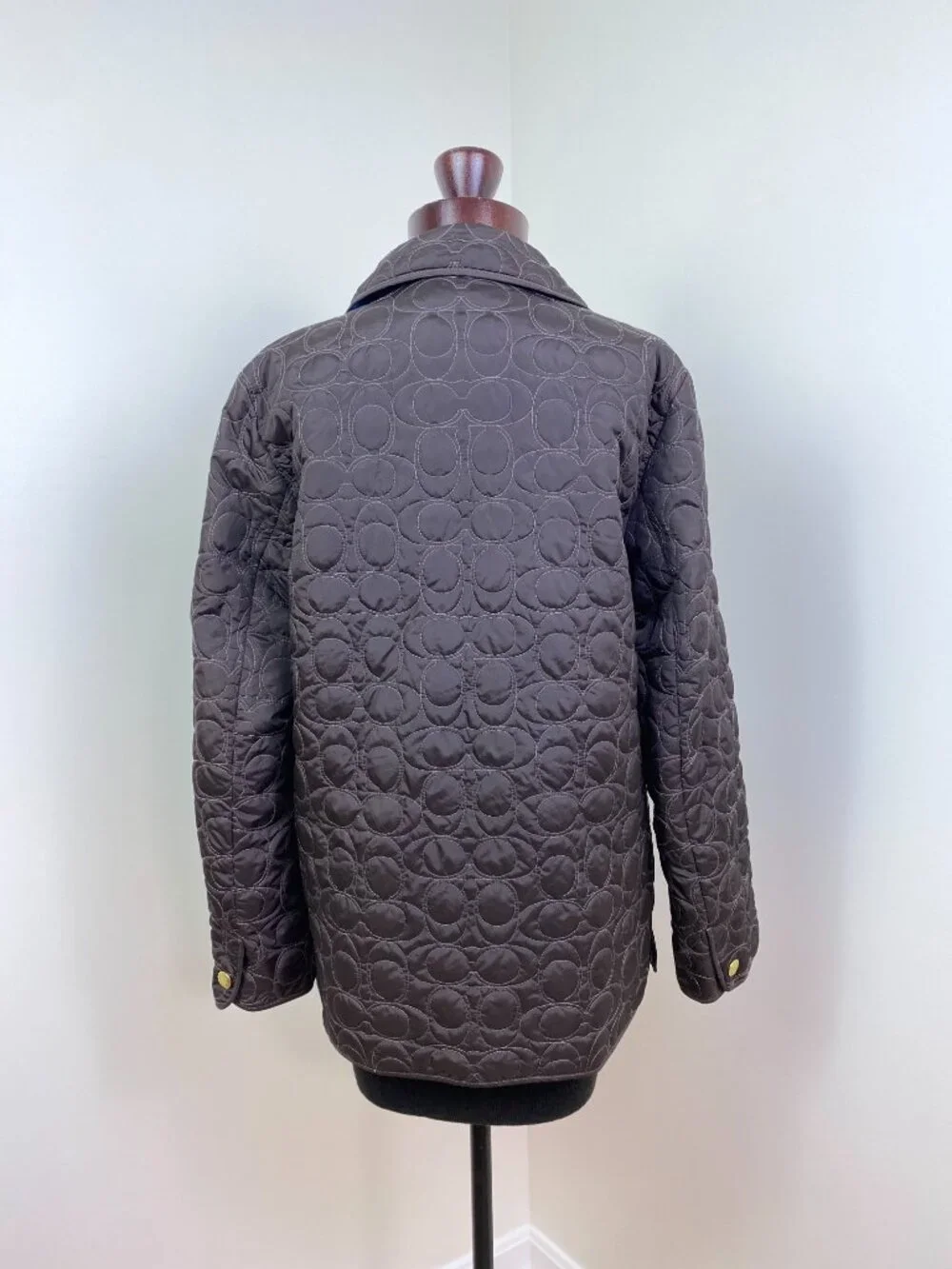 Coach Signature C Quilted Barn Jacket Brown Blue Size M Vintage